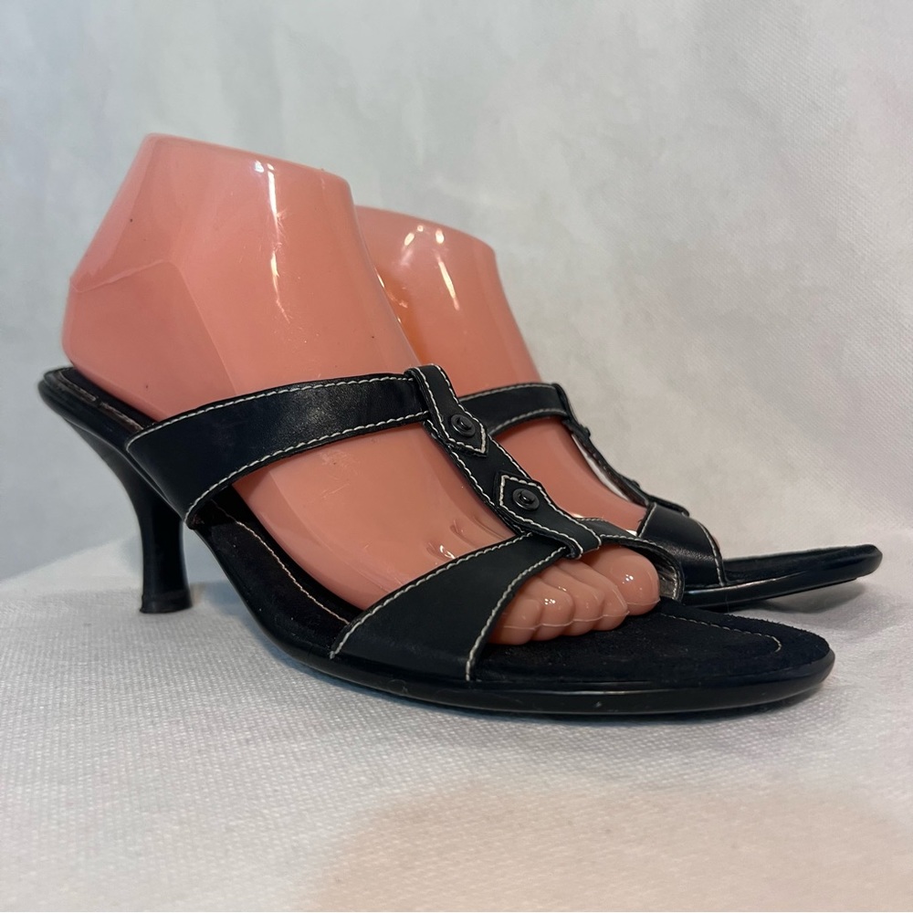Franco Fortini black leather sandal, size 10